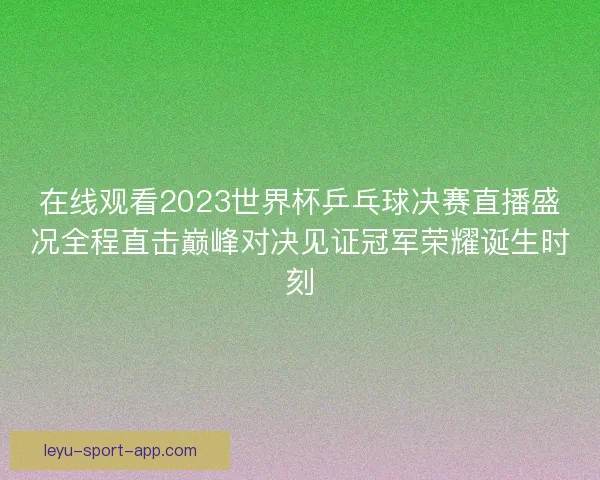 在线观看2023世界杯乒乓球决赛直播盛况全程直击巅峰对决见证冠军荣耀诞生时刻 在线观看2023世界杯乒乓球决赛直播盛况全程直击巅峰对决见证冠军荣耀诞生时刻